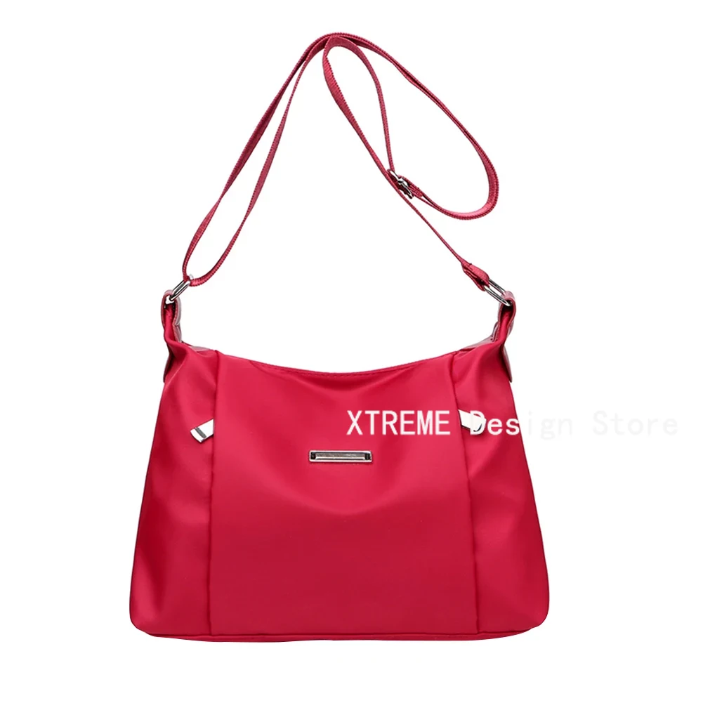Nylon Dames Schoudertassen Vrouwelijke Handtas Grote Capaciteit Rits Crossbody Tas voor dames: Rood