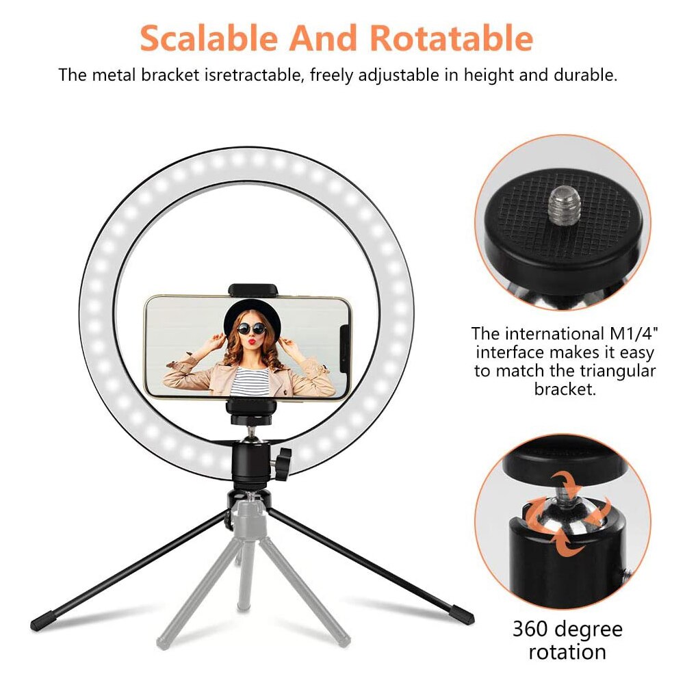 Selfie Led Ring Licht Telefoon Houder Voor Live Studio Video Fotografie Vlog Helderheid Verstelbare Bluetooth Remote Shutter Lamp