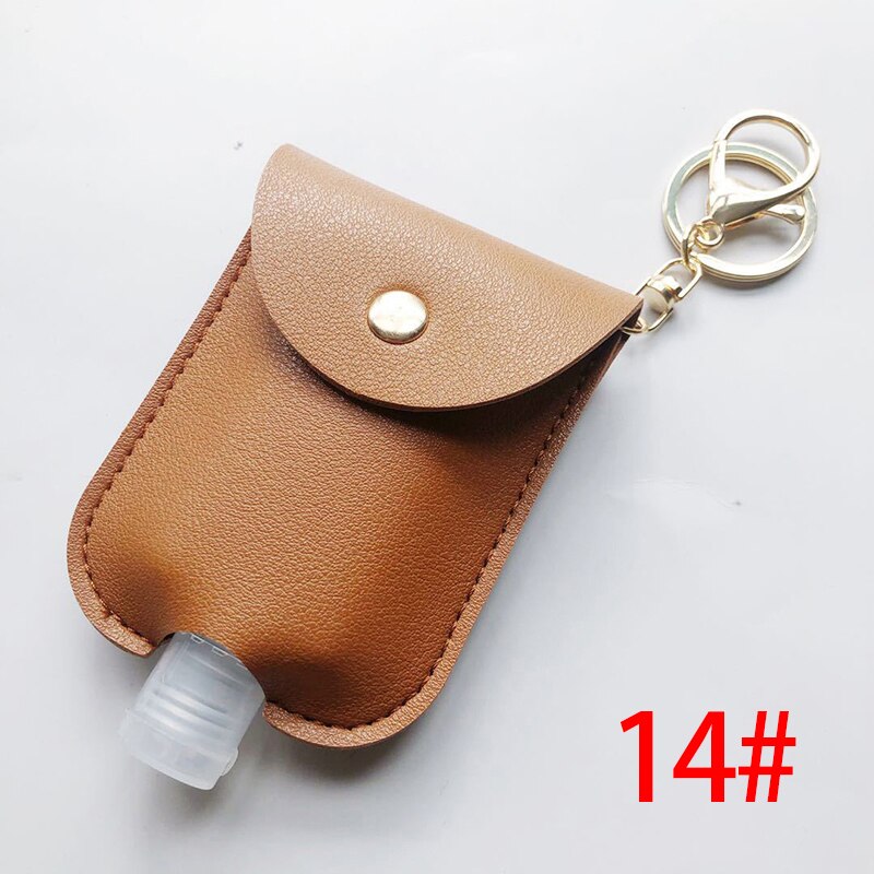 60Ml Reizen Lekvrije Leather Case Sleutelhanger Tas Hervulbare Lege Fles Voor Handdesinfecterend Bag Met Key Ringen Hanger fles: 14