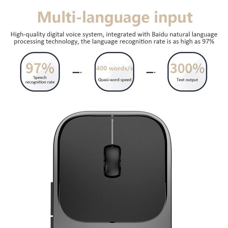 Ai bluetooth-muis, directe spraakvertaler, draadloze oplaadbare muis, lichte taalvertaling