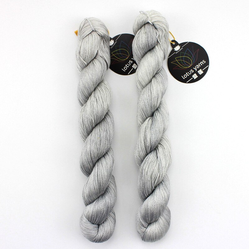 Madeja-hilo de seda pintado a mano, 50g, para tejer a mano, encaje de ganchillo, peso Natural, 22: Morning Mist