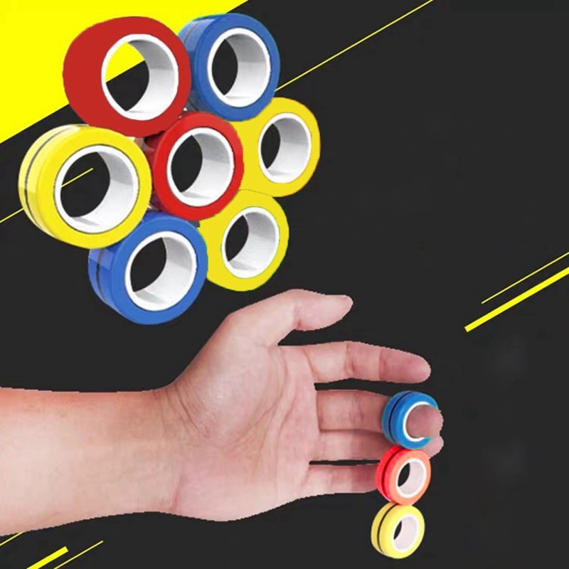 Chidlren Adults Stress Relief Toy Magic Anxiety Muscles Exercise Finger Magnetic Ring Funny Decompression Toy
