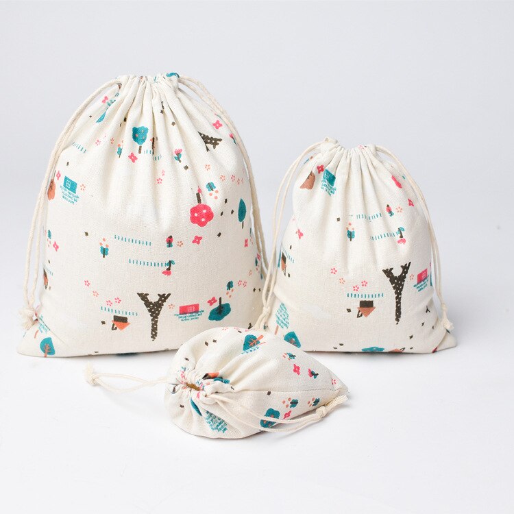ETya réutilisable Eco coton cordon sac à provisions impression de fleurs femmes hommes voyage Shopper épicerie fourre-tout sacs de rangement pochette: c / M