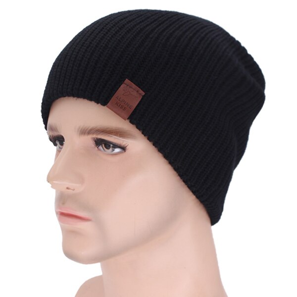 Skullies Mutsen Mannen Gebreide Muts Winter Hoeden Voor Mannen Winter Cap Vrouwen Motorkap Mannelijke Gorro Masker Touca Mannelijke Beanie hoed heren Cap: black