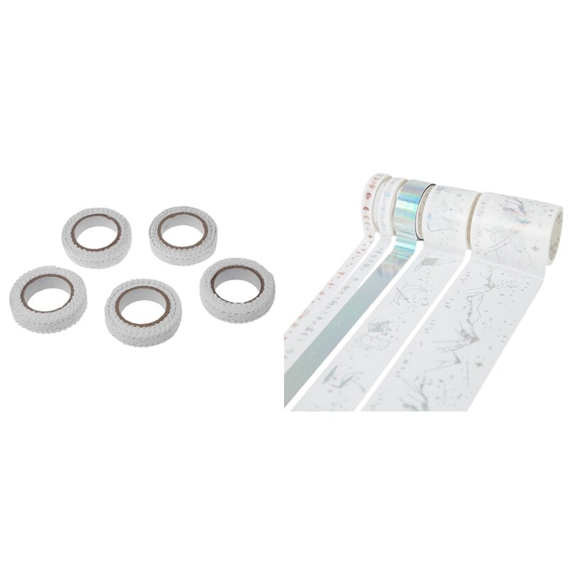 5 Pcs Roll Kant Lint Sticker Tape & 5 Pcs Gold Washi Tapel Chinese Stijl Masking Tape: Default Title