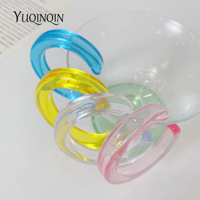 Braccialetti con ciondoli trasparenti colorati Desinger per donna braccialetti aperti indiani in resina di grandi dimensioni per gioielli di moda in acrilico per ragazza