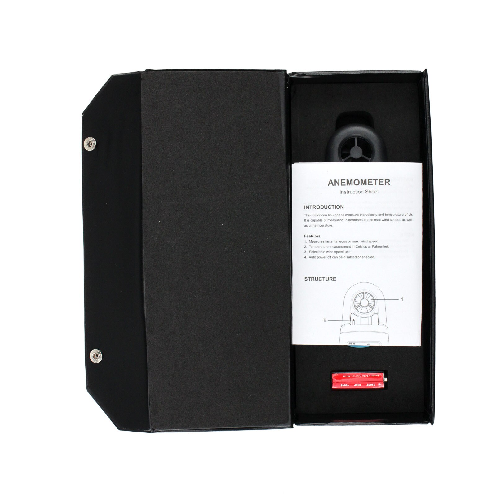 Anemómetro Digital de mano, medidor de velocidad del flujo de aire, medidor de temperatura del viento, EM2245