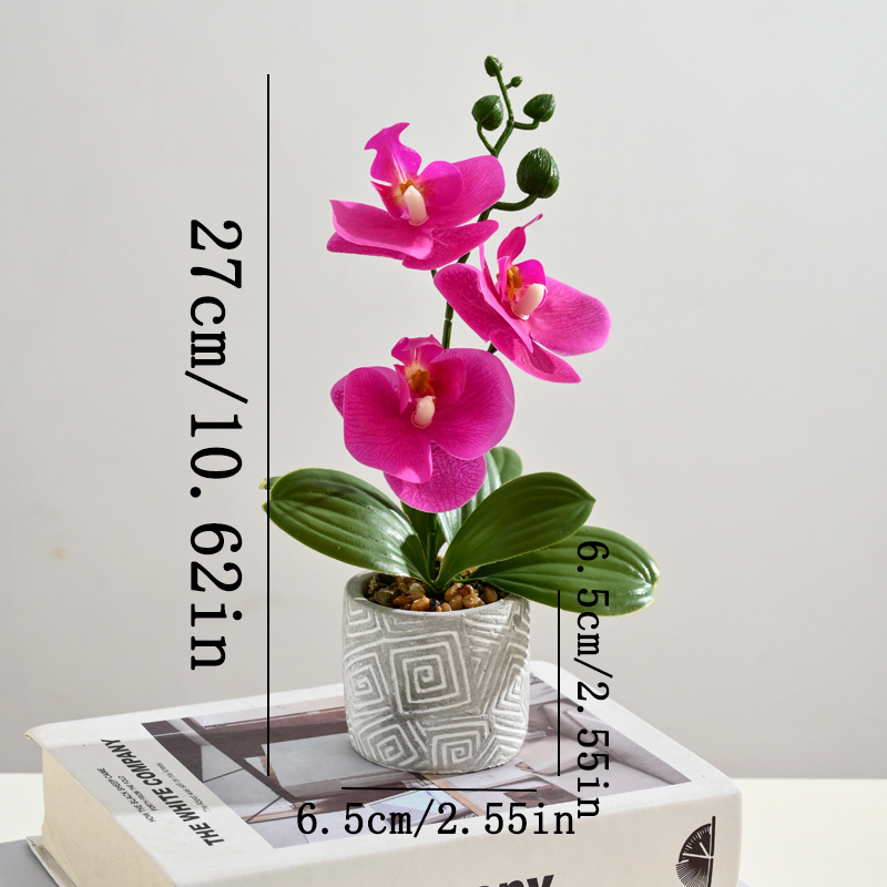 Orchidée papillon simulée, plante artificielle créative en pot, sans arrosage, Table à manger réutilisable, bonsaï décoratif pour la maison et le bureau: Marron