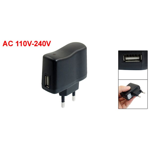 Ac 110V-240V Naar Dc 5V 0.5A 500mA Usb Naar Eu Plug Power Adapter Oplader