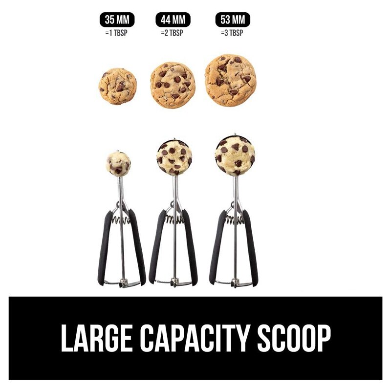 Practical Stainless Steel Ice Cream Spring-Loaded Scoop Comfortable Scooper Easy Squeeze Handle for Kitchen Black