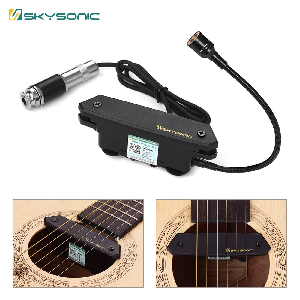Skysonic T-902 Akoestische Gitaar Pickup Magnetische + Microfoon Dual Pickup Systemen &amp; Volumeregeling Voor Klassieke Folk Gitaar Deel