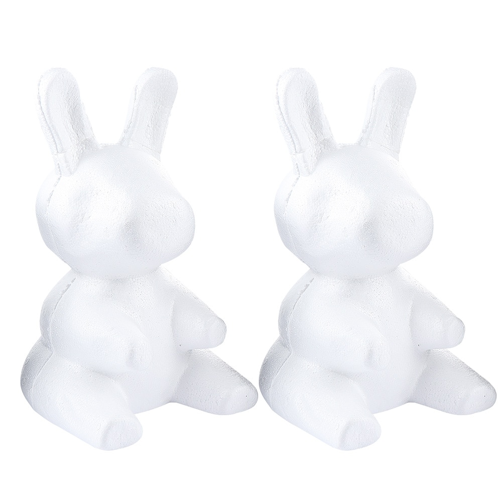 2pcs DIY Foam Rabbit Mold Decorative Foam Rabbit Mold Lovely Modeling Foaming DIY White Embryo Foam Flower Arrangement Model