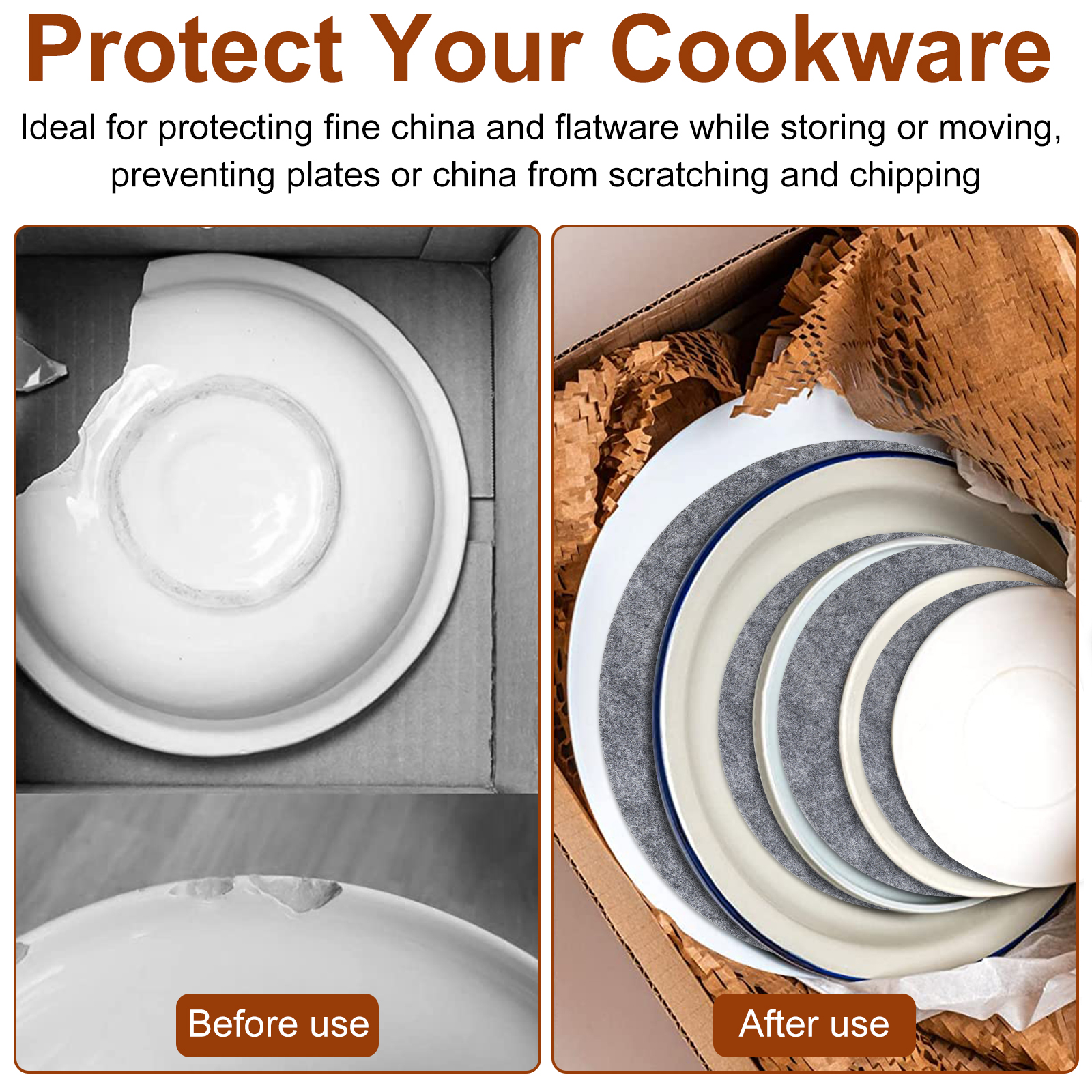 84/144 Pcs Felt Plate Dividers Felt Protectors for Porcelain Plate Cookware Storage Foldable Plate Protectors Dish Separators