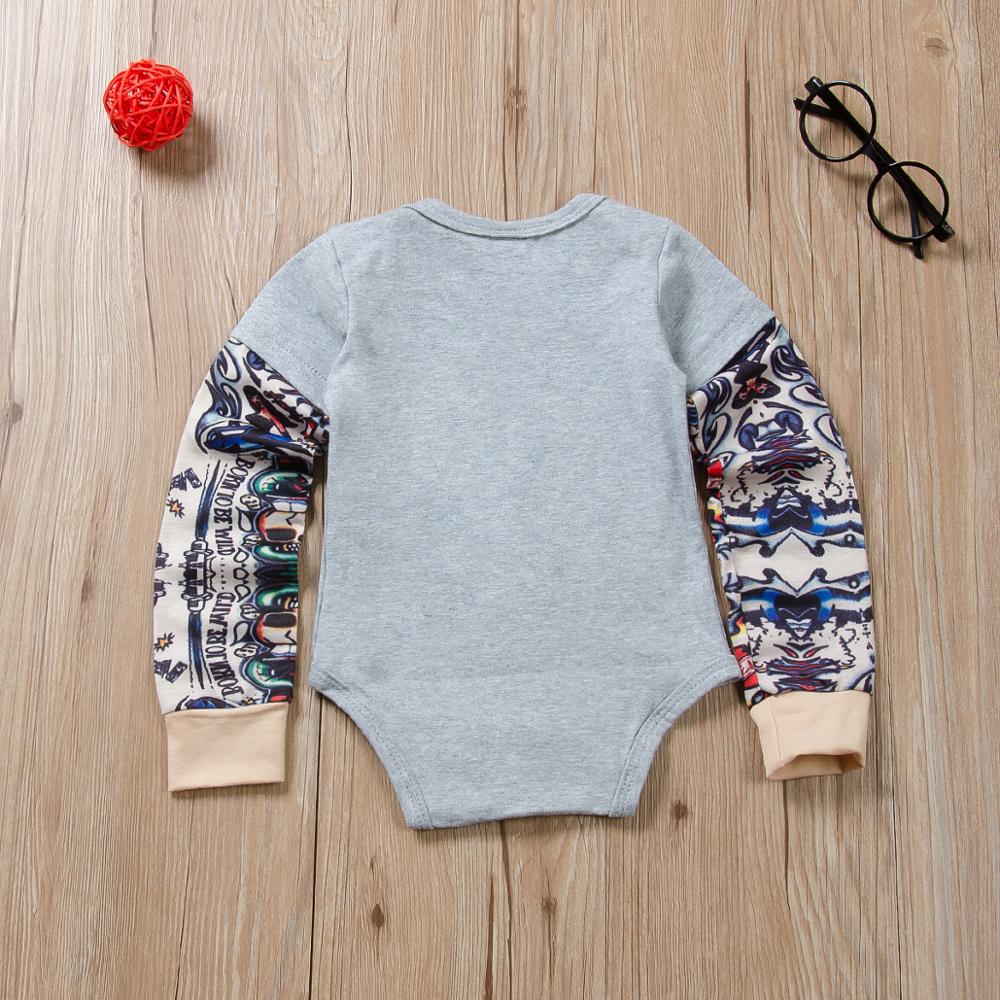 Kid Baby Boy Clothes Grey Long Sleeve Bodysuit Bebe Children Jumpsuit Cloth Outfit