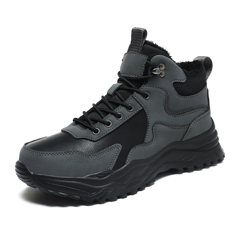Varma herrskor för vandring, vattentäta utomhusskor, halkfria sneakers, herrklättringsskor, vinterkängor: Grå / 41