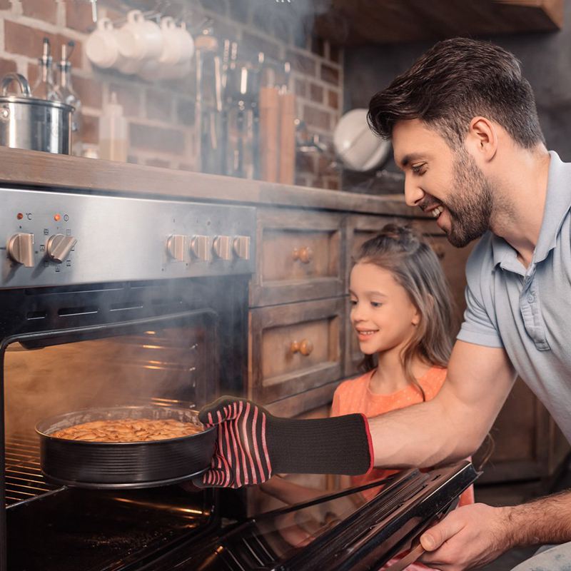 1 paar hittebestendige dikke siliconen kook-, bak-, barbecue- en ovenwanten, bbq-grillwanten, afwashandschoenen, keukenbenodigdheden