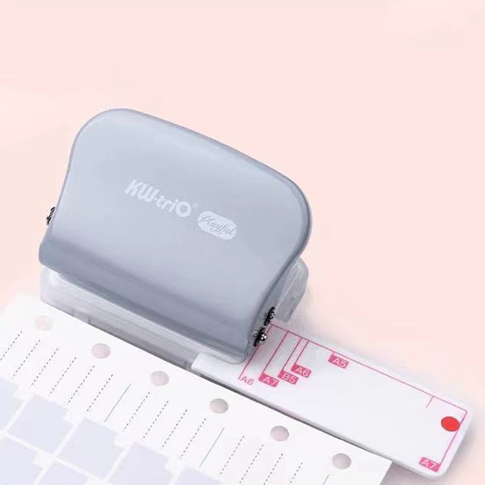 6 Hole Punch Loose-Leaf Standard Puncher Paper Adjustable Stapler Home Office Binding Supplies Student Stationery Equipment: 3 hole gray