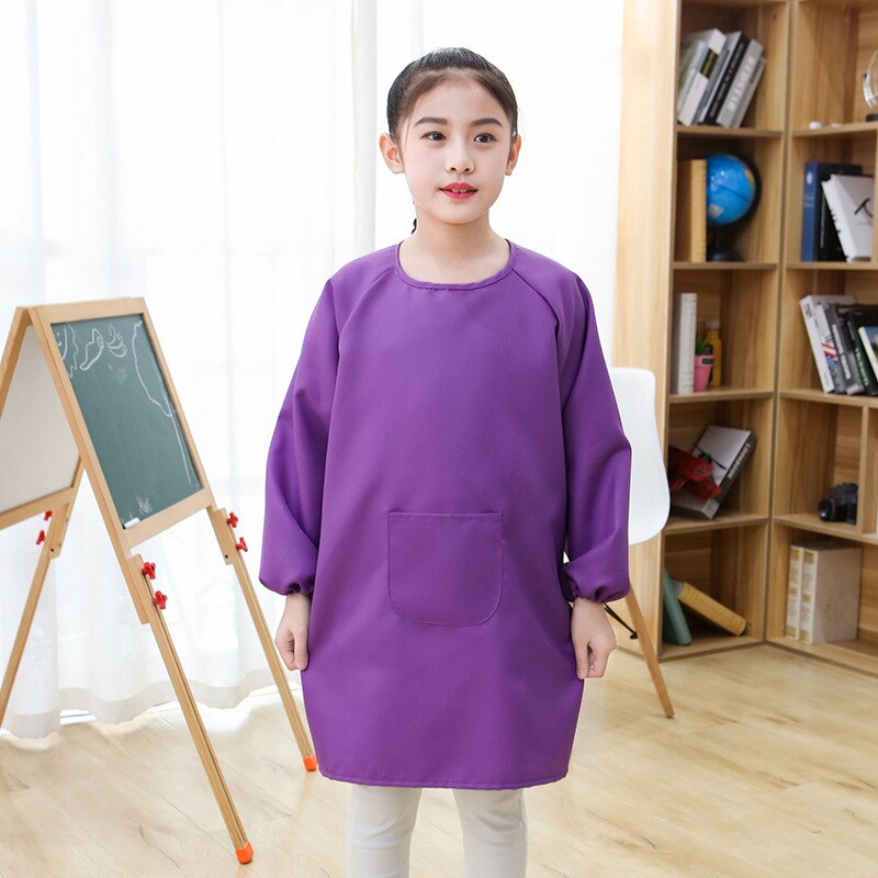 Children's Painting Drawing Clothes Polyester Breathable Smock Kindergarten Kids Long-Sleeve Aprons Print Logo: 2 / L