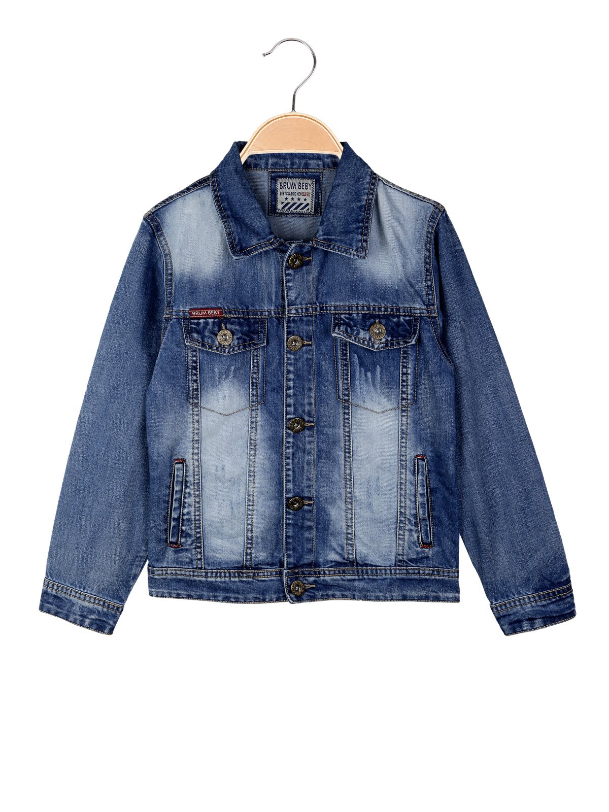 Denim jas effect gewassen slim fit