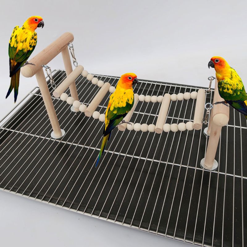 Wooden Bird Perches Stand Toy Parrot Swing Climbing Ladder Play Gyms Playground