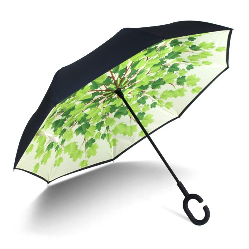 Fancytime paraguas de lluvia inverso para mujer plegable de doble capa para hombres soporte autónomo paraguas de mujer paraguas invertido a prueba de viento: 719