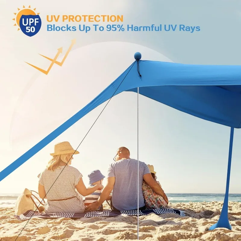 Toldo portátil para tienda de playa, sombrilla emergente, resistente a los rayos UV, tienda de campaña a prueba de viento y protector solar, refugio solar, dosel para jardín y casa