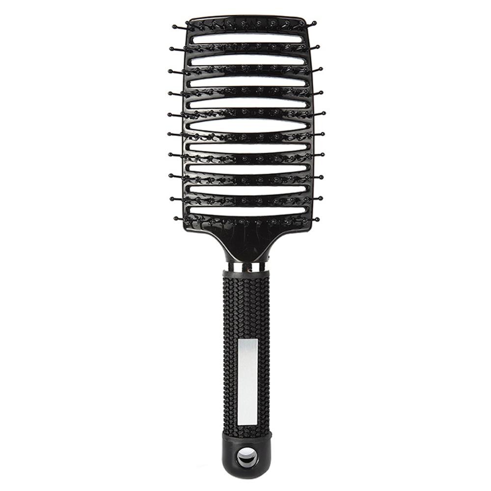 Girls Hair Scalp Massage Comb Hairbrush Bristle Nylon Women Wet Curly Detangle Hair Brush for Salon Hairdressing Styling Tools: YELLOW