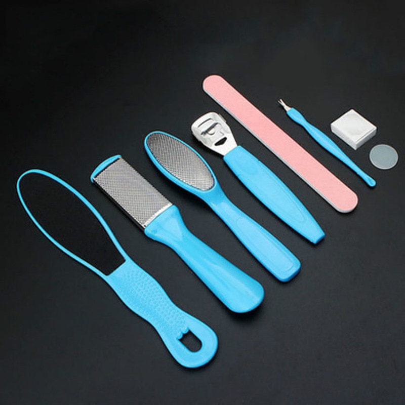 8 st/set manikyr fotvård fil set död hård hud callus remover skrapa pedikyr rasp verktyg fotvård verktygssats rostfritt verktyg