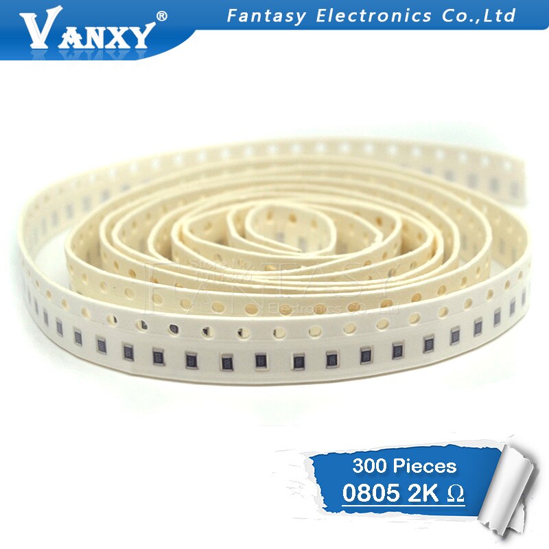 300PCS 0805 SMD Resistor 1% 2K ohm 1/8W 202