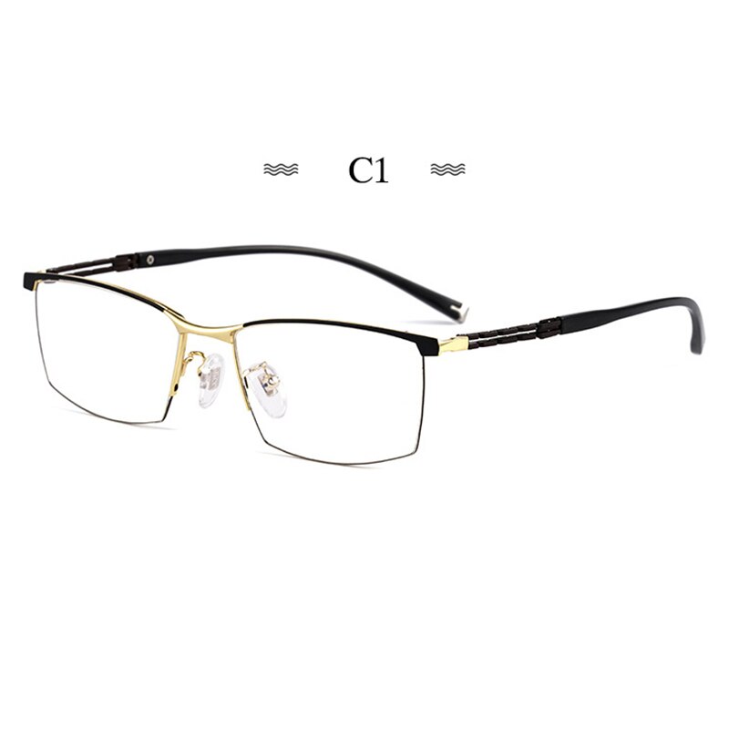Montura de gafas de titanio puro para hombre, gafas graduadas de , a la , estilo de negocios, T8605T: C1