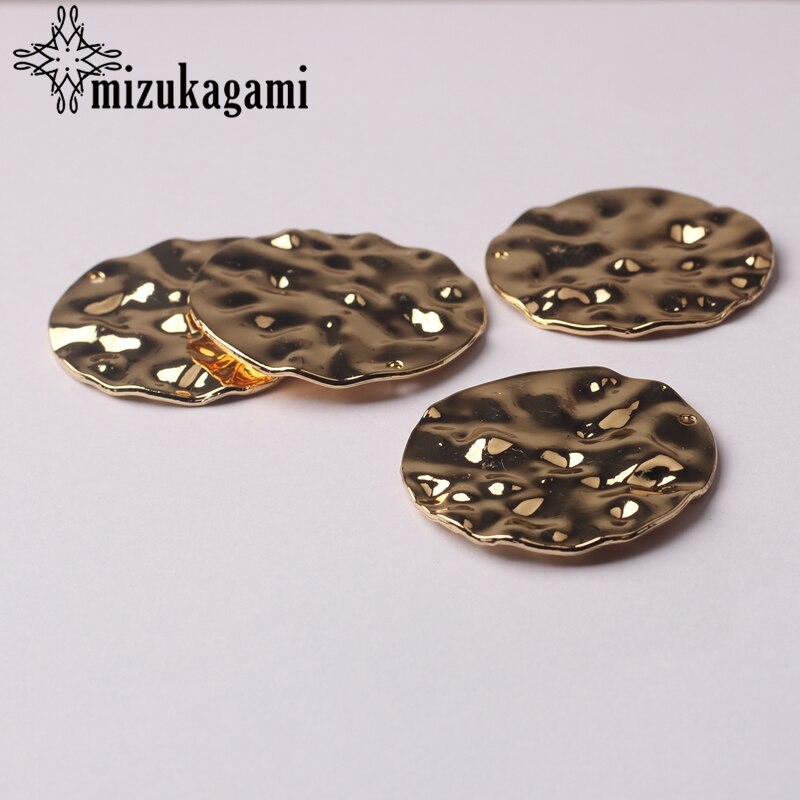 Jewelry Making Accessories Golden Zinc Alloy Metal Distorted Round Coin Shape Charms Pendants 35mm 6pcs/lot For DIY Earrings