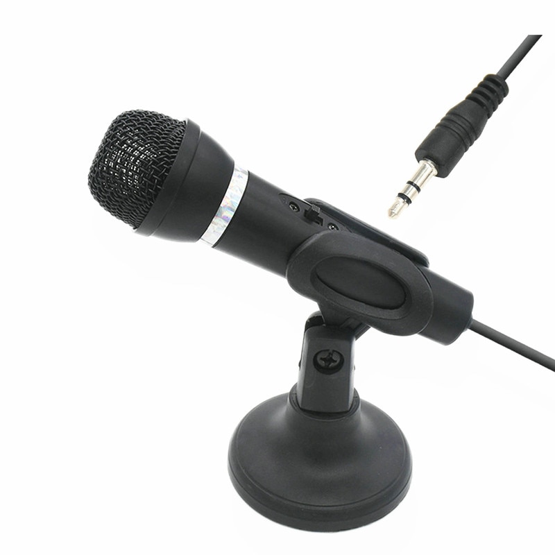 Condenser Microphone Handheld 3.5mm Plug with Stand for Laptop Computers Tablet Recording 180 Degree Rotation Karaoke Microphone