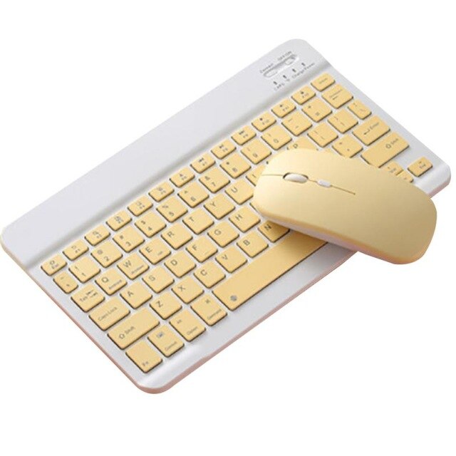 Bluetooth-toetsenbord en -muis voor apple teclado ipad, xiaomi samsung huawei-telefoon, tablet, draadloos toetsenbord voor android, ios en windows: Geel