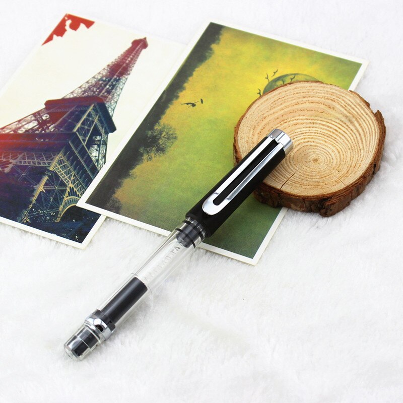 luxury school Office Fountain Pen Writing Transparent Piston Fountain Pen Demonstrator Fountain Pen: Yellow / F