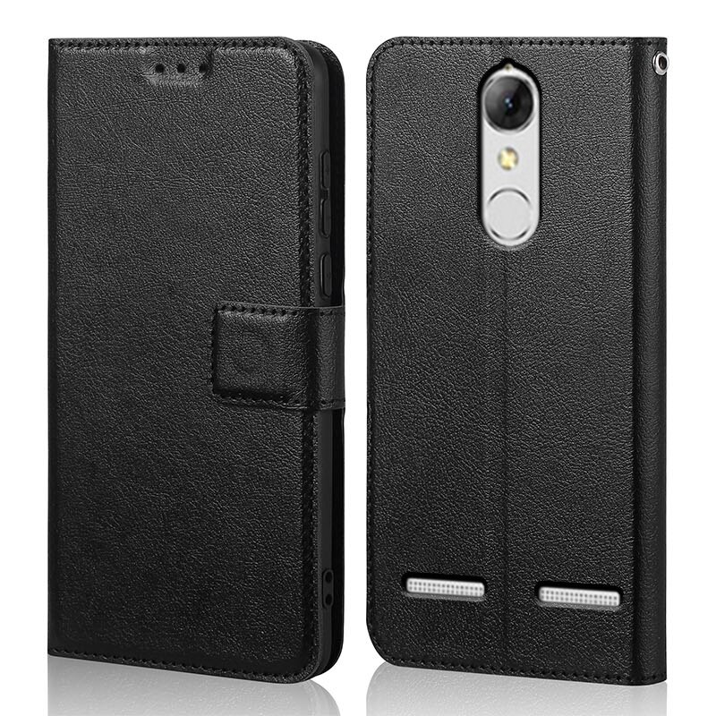 Coque en Silicone et cuir PU pour Lenovo K6 Power, 5.0 pouces, étui avec porte-cartes pour téléphone K33a48 K33a42: For Lenovo K6 Power / Black