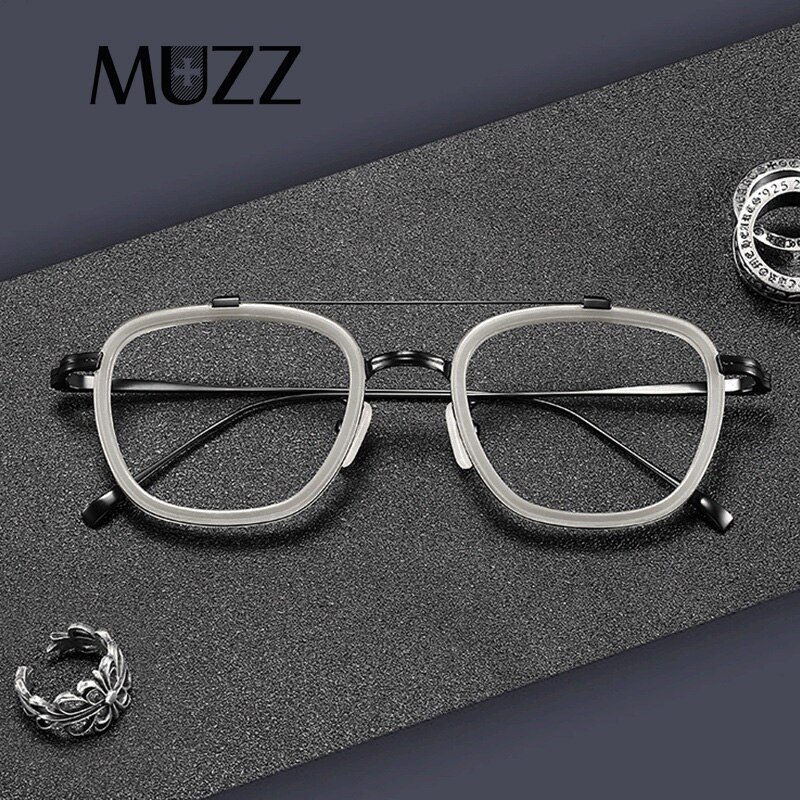 Men IP Titanium Glasses Frame Women Acetate Square Myopia Optical Prescription Eyeglasses Frame Tony Stark Ultralight Eyewear