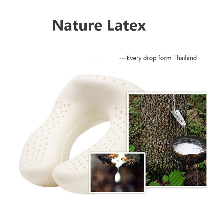 PurenLatex U Shape Travel Pillow Neck Protect Cervical Spine Thailand Pure Nature Latex Orthopedic Head Pillow Office Train