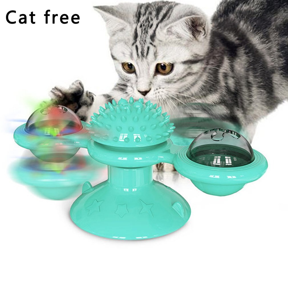 Windmill Toys for Cats Puzzle Whirling Cat Game Turntable Cat Toys Teasing Interactive Toys with Massage Itchy Tickle: blue