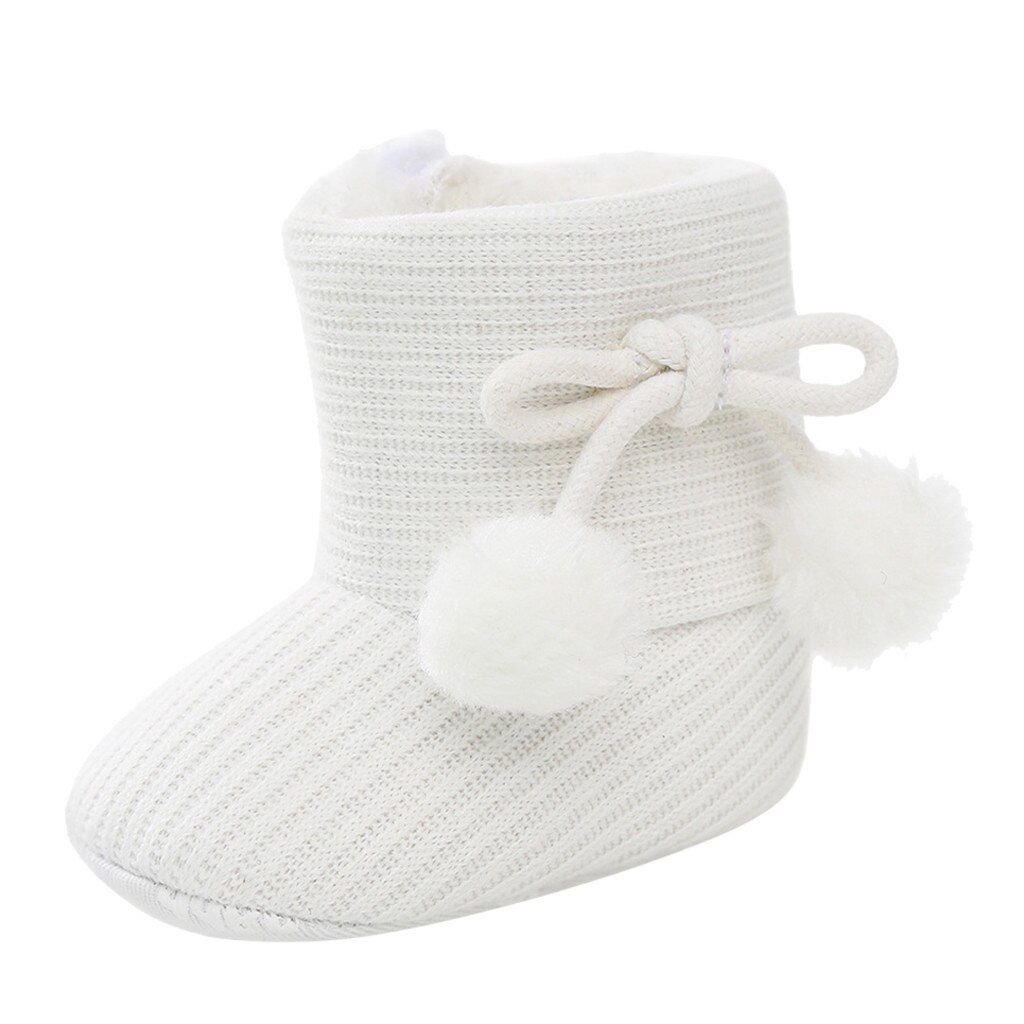 Bottes pour bébés hiver bébé filles chaussures solides anti-dérapant enfant en bas âge neige chaude Prewalker slip-on caoutchouc coton bottes souples pour les enfants: WHITE / 5