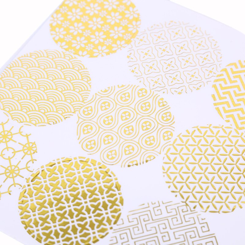 90pcs/lot Diameter 4cm Round Foil Gold Seal Sticker Transparent Pattern Series DIY Multifunction Label Baking Sticker