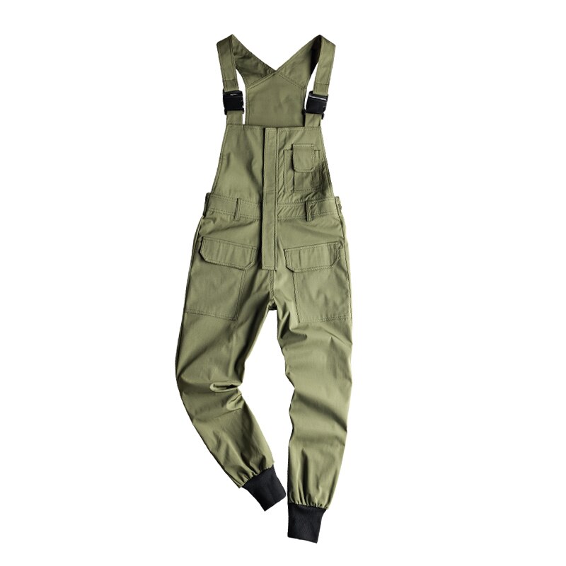 Safari stil! multi-pocket bib overalls mænd hip hop streetwear cargo arbejdsbukser overalls mænds afslappede løse buks hagesmæk bukser