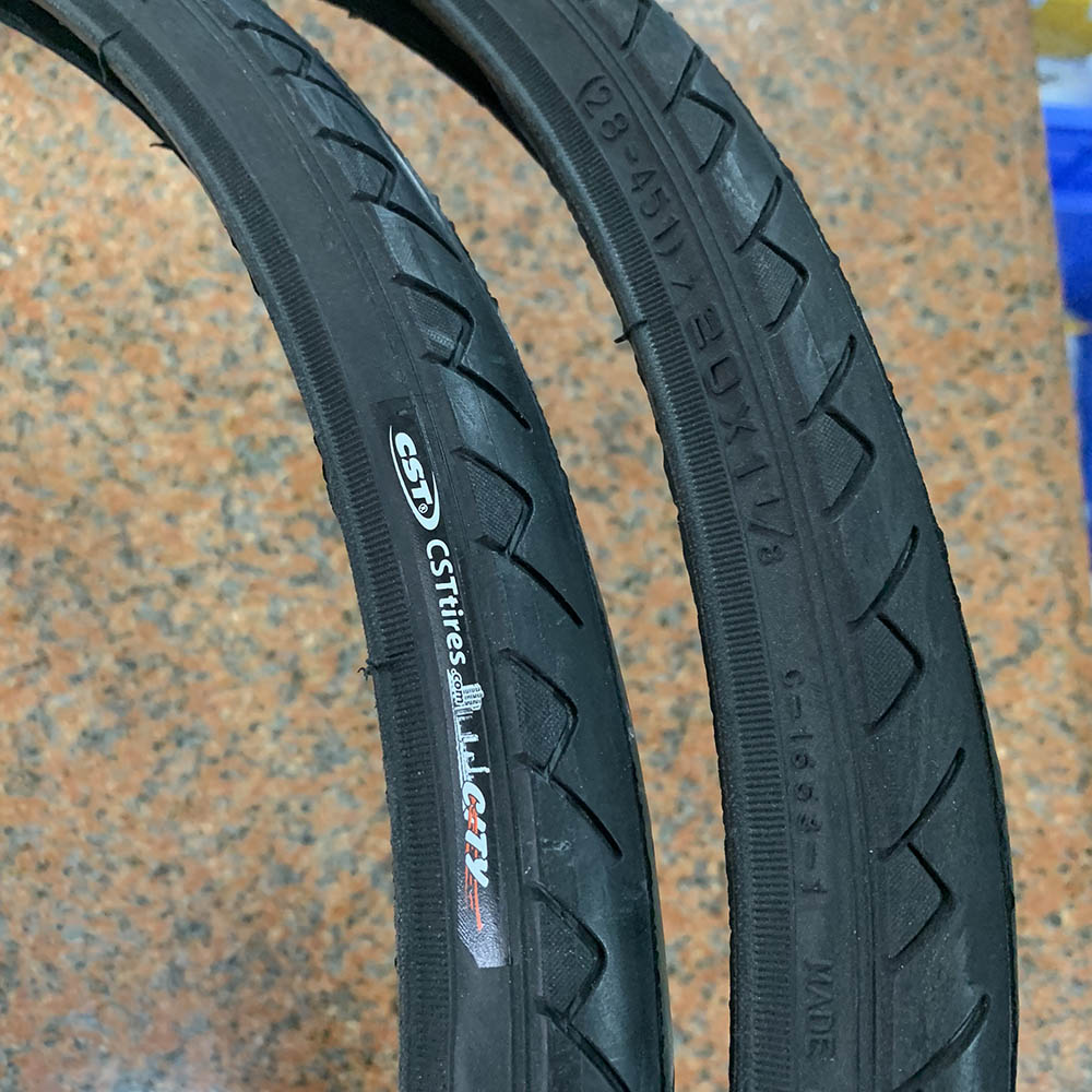CST Speedway-neumáticos de bicicleta de 20 &quot;x 1 1/8&quot;, llanta enganchada 60TPI 451, 6.8Bar/100PSI, piezas de bicicleta plegable Minivelo BMX: 1 black city type
