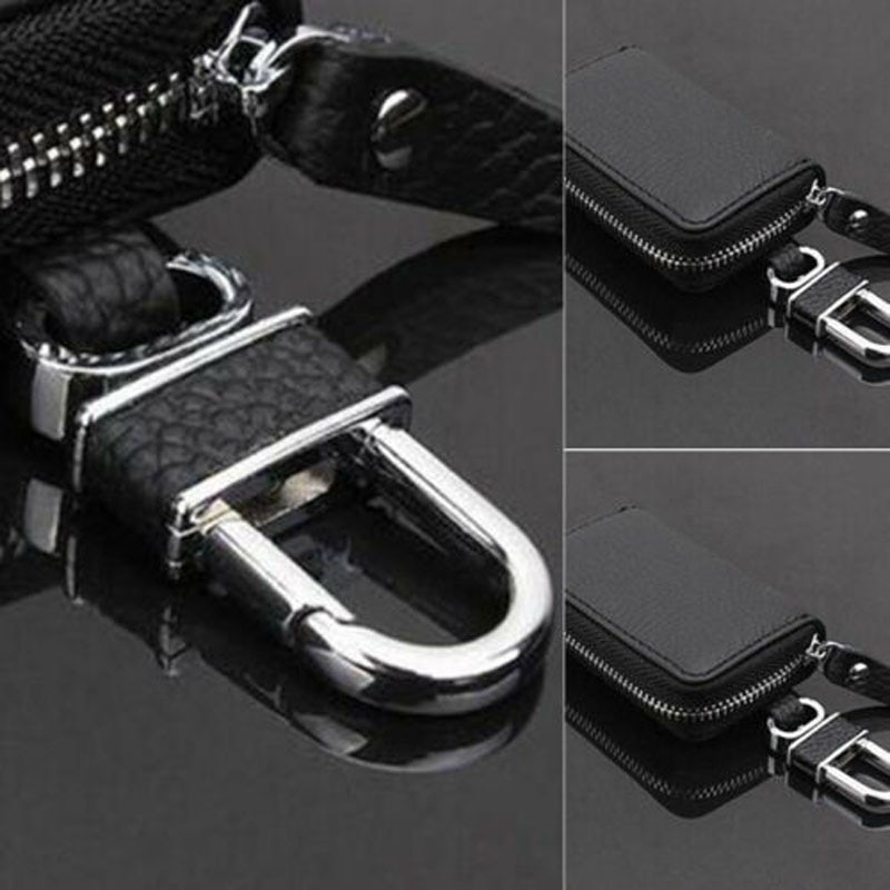 Pu Lederen Auto Auto Truck Lederen Zipper Key Case Cover Houder Tas Voor Universal Zorg Sleutel Zwart