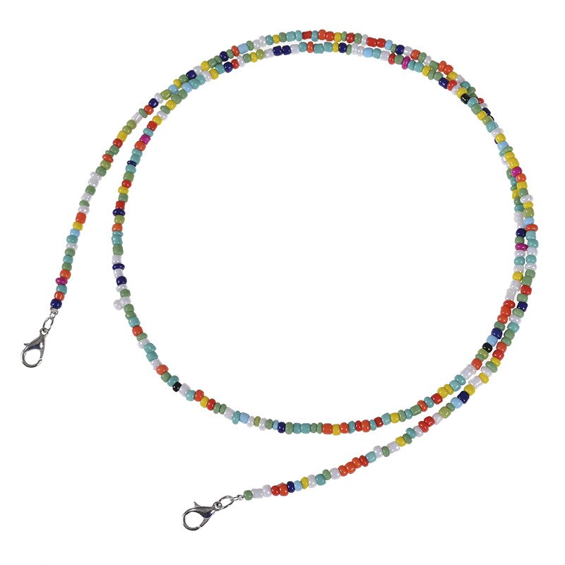 10 stuks regenboogkleurige masker glazen bedel kralen lanyard handgemaakte nek anti-dropping & lost dubbele gesp unisex ketting sieraden: Roestrood