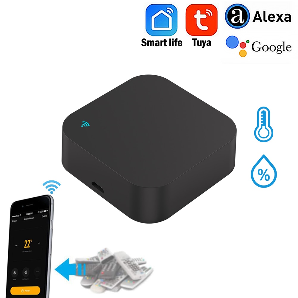 Tuya Smart Life WiFi IR remote control with Temperature and Humidity Sensor Voice Control with Alexa and Google home