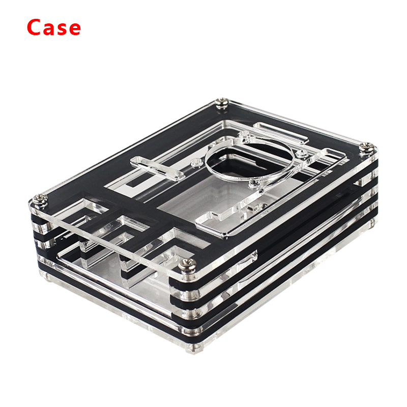 Raspberry Pi 4 Model B 9 Layer Acryl Case Box Beschermende Behuizing Shell Met Koelventilator Bescherm Cover Voor Raspberry pi 4: Rood