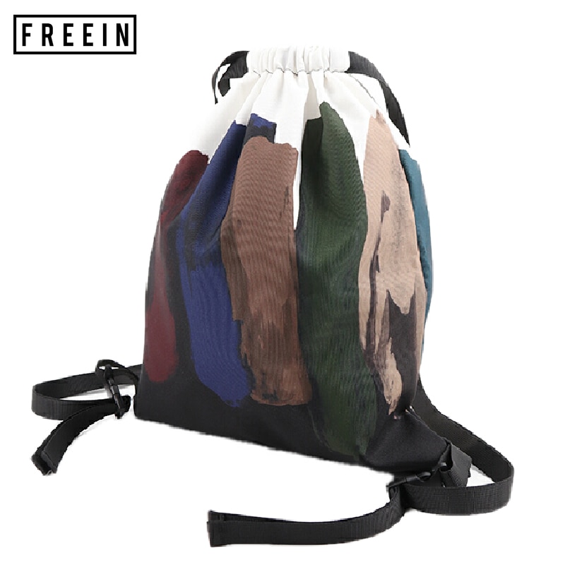 Freein Mode Trend Beam Mond Trekkoord Rugzak Unisex Abstract Olieverfschilderij Vintage Print Outdoor Sport Waterdichte Zomer