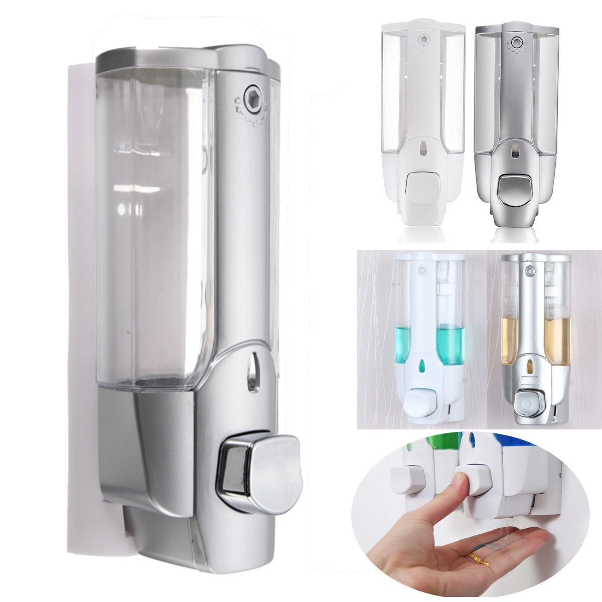 Liquid Soap Dispenser Wall Mount 350ml Bathroom Accessories Plastic Detergent Shampoo Dispensers Kitchen Soap Bottle