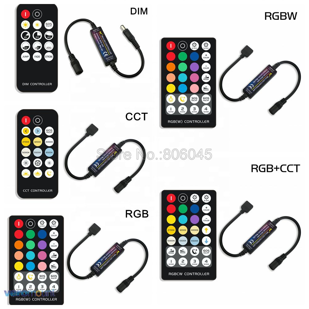 RF14 17 21 28 Key Mini Led Light Strip Controller Voor 5050 Dim Rgb Rgbw Rgbcct 4pin 5pin 6pin Led verlichting Tape Controller DC5-24V
