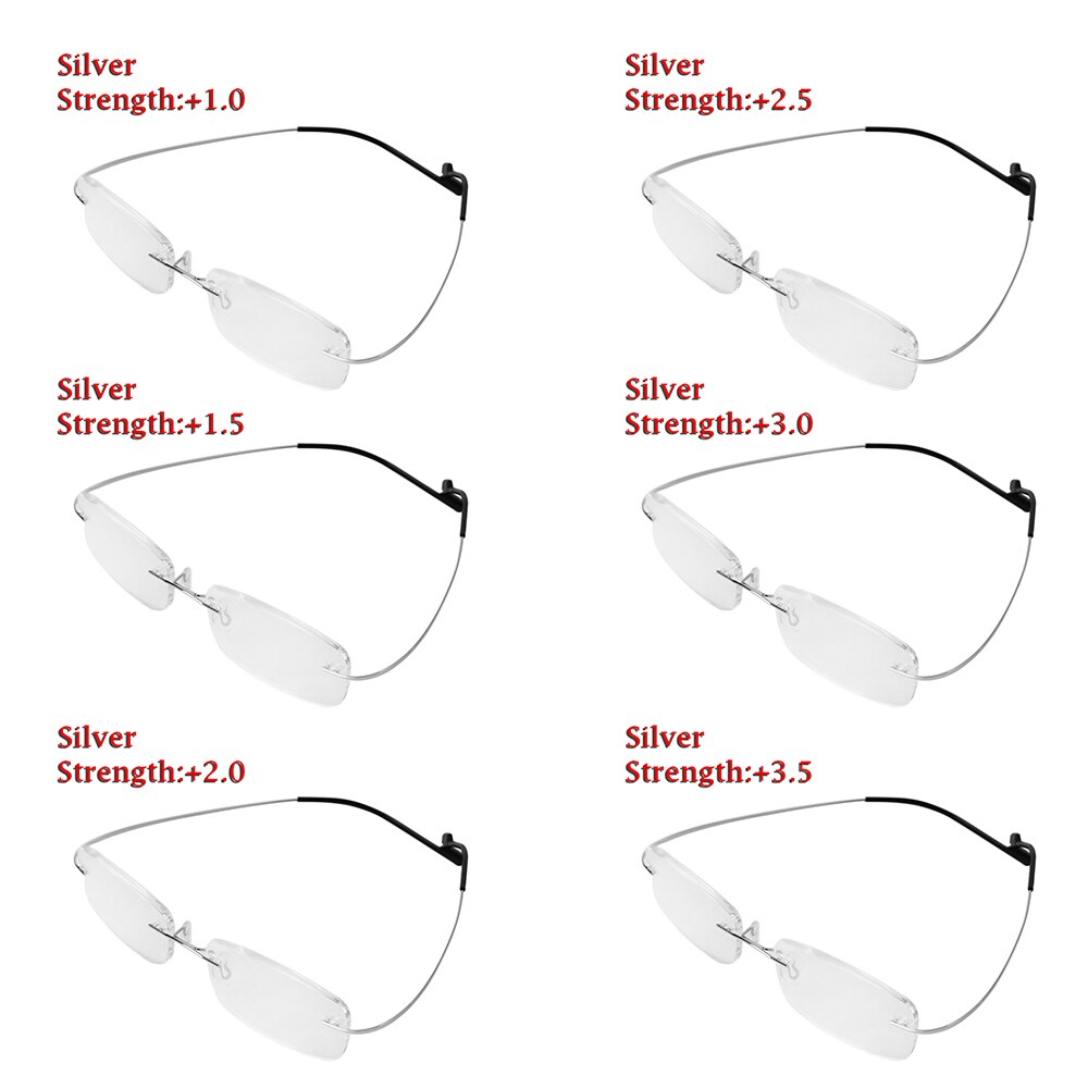 1PC Ultralight Titanium Rimless Rectangular Reading Glasses Spectacles Eyeglass
